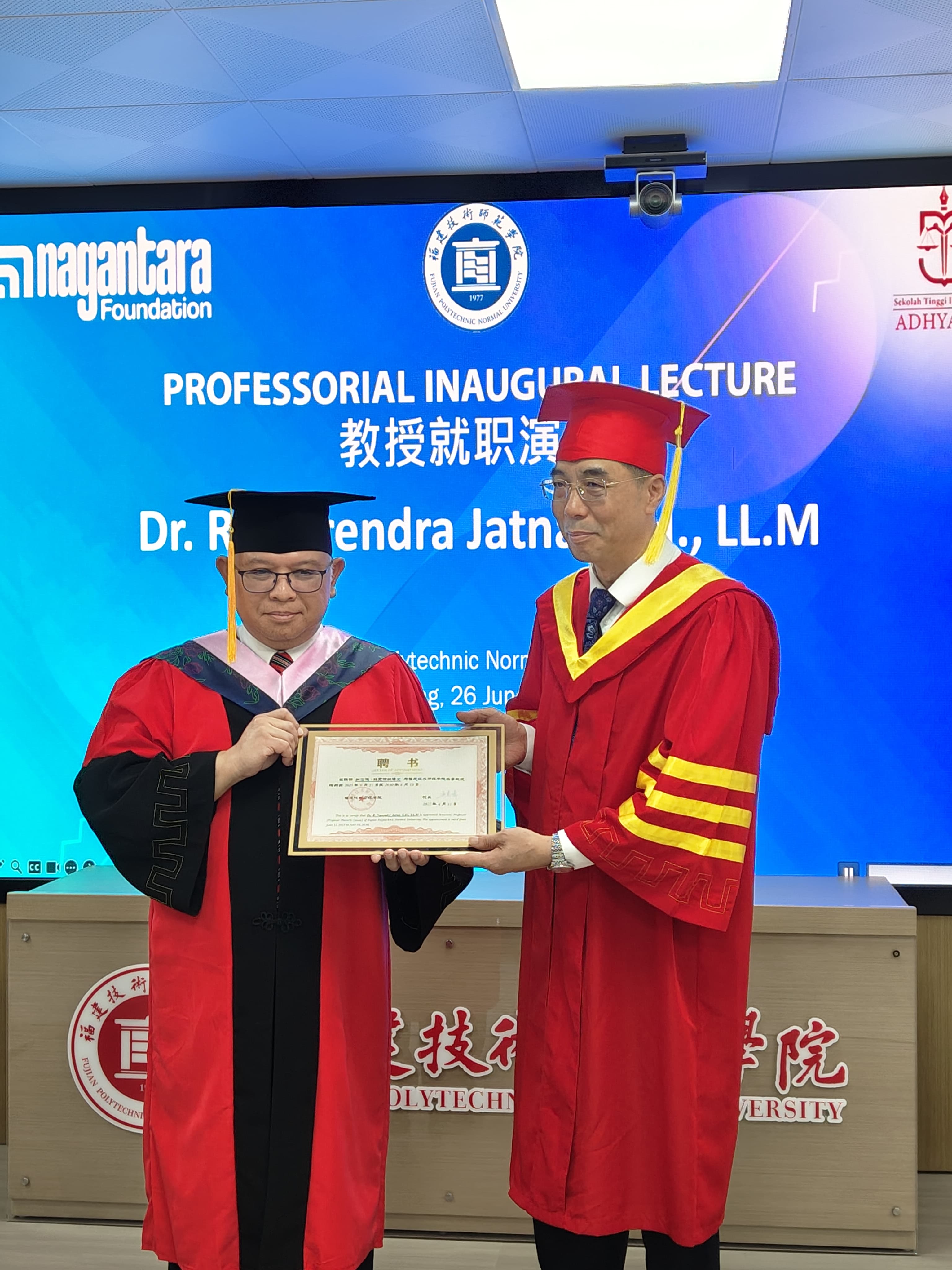 JAM-Datun R. Narendra Jatna Terima Gelar Profesor Honoris Causa  Fujian Polytechnic Normal University