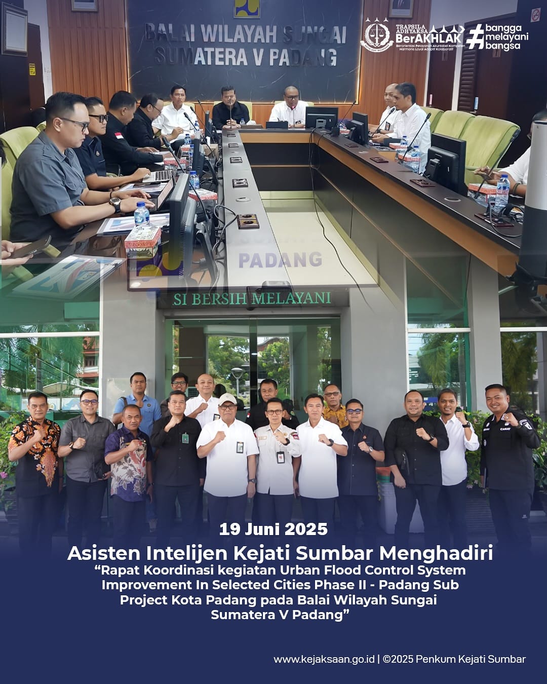 Koordinasi Kegiatan Urban Flood Control System Improvement in Selected Cities Phase II – Padang Sub Project yang bertempat di kantor Balai Wilayah Sungai Sumatera V Padang.