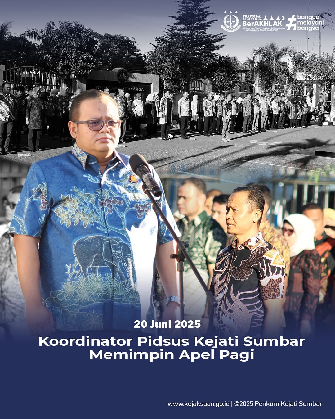 Apel Pagi Kejaksaan Tinggi Sumatera Barat yang diikuti Seluruh Pegawai Kejati Sumbar.