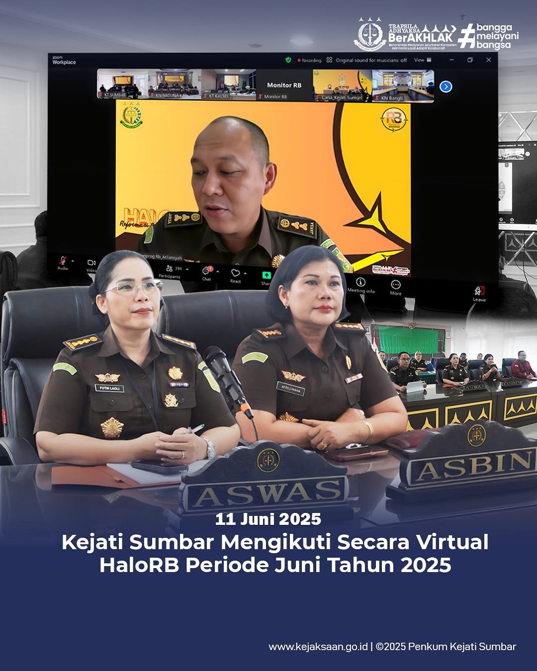Kejati Sumbar Mengikuti Secara Virtual HaloRB Periode Juni Tahun 2025