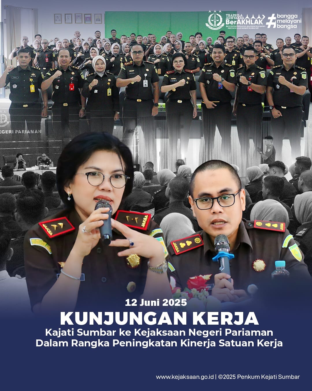 kunjungan kerja ke Kejaksaan Negeri Pariaman dalam rangka peningkatan kinerja satuan kerja di wilayah hukum Sumatera Barat.