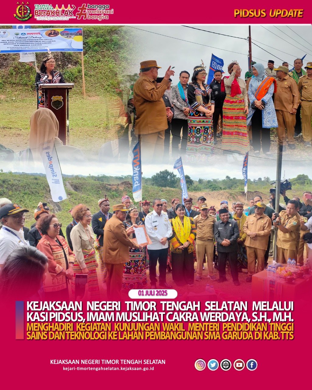 Kegiatan Kunjungan Wakil Menteri Pendidikan Tinggi Sains Dan Teknologi Ke Lahan Pembangunan Sma Garuda Di Kab. TTS.