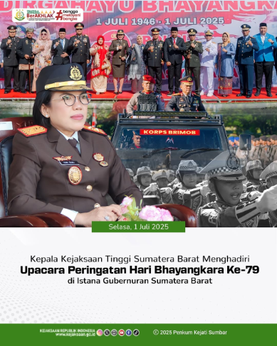 Kepala Kejaksaan Tinggi Sumatera Barat Menghadiri Upacara Peringatan Hari Bhayangkara Ke - 79