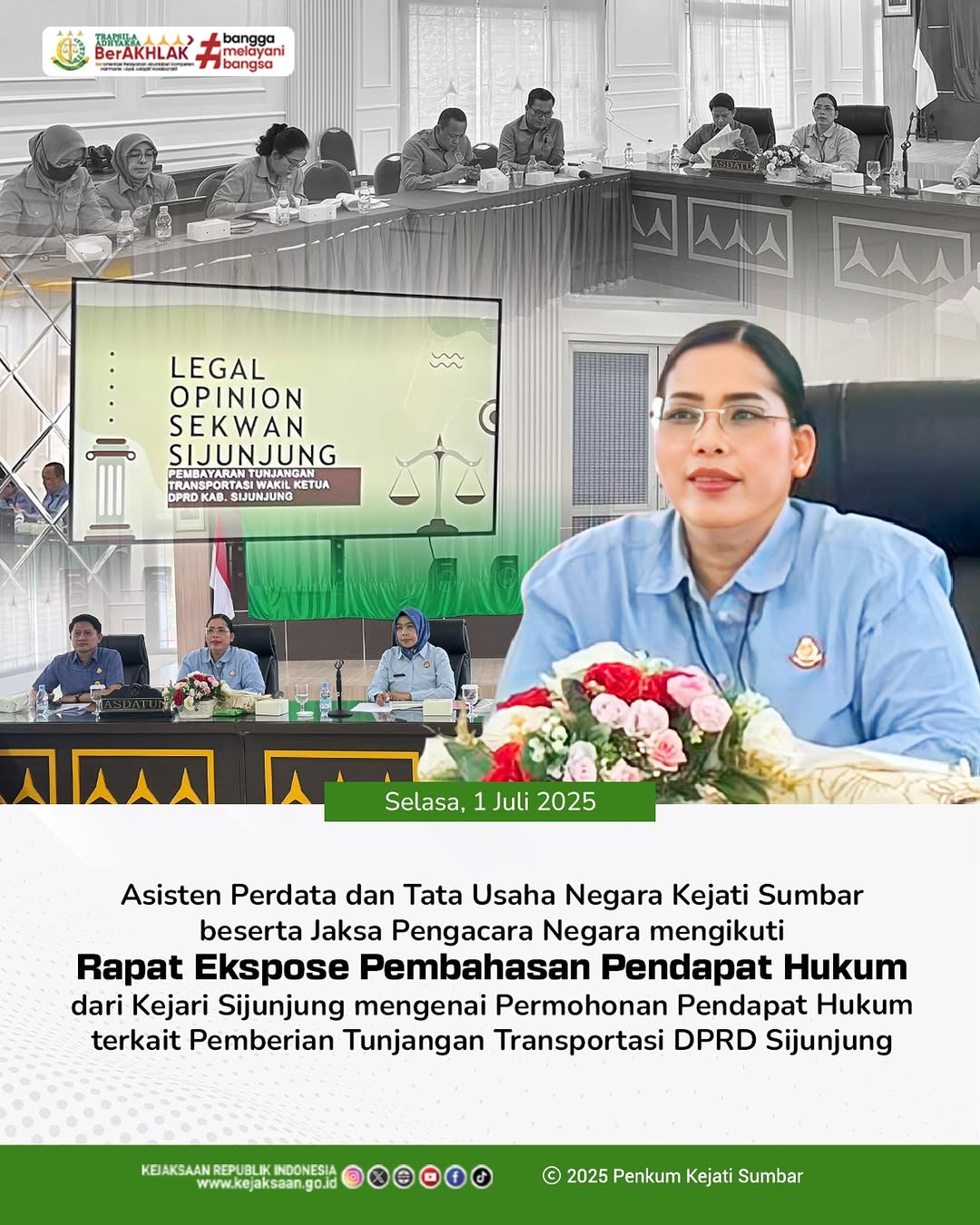 Rapat Ekspose Pembahasan Pendapat Hukum Legal Opinion) yang disampaikan oleh Kejaksaan Negeri Sijunjung.