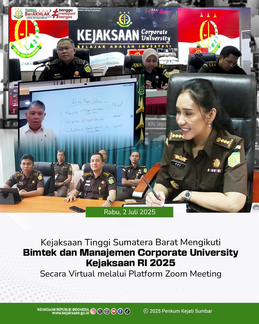 Virtual Bimbingan Teknis dan Manajemen Pembelajaran di Luar Kampus) Kejaksaan Corporate University Tahun 2025. Dengan mengusung tema: “Memadukan Corporate Strategy dengan Corporate University” yang dilaksanakan pada ruang Vidcon Daskrimti
