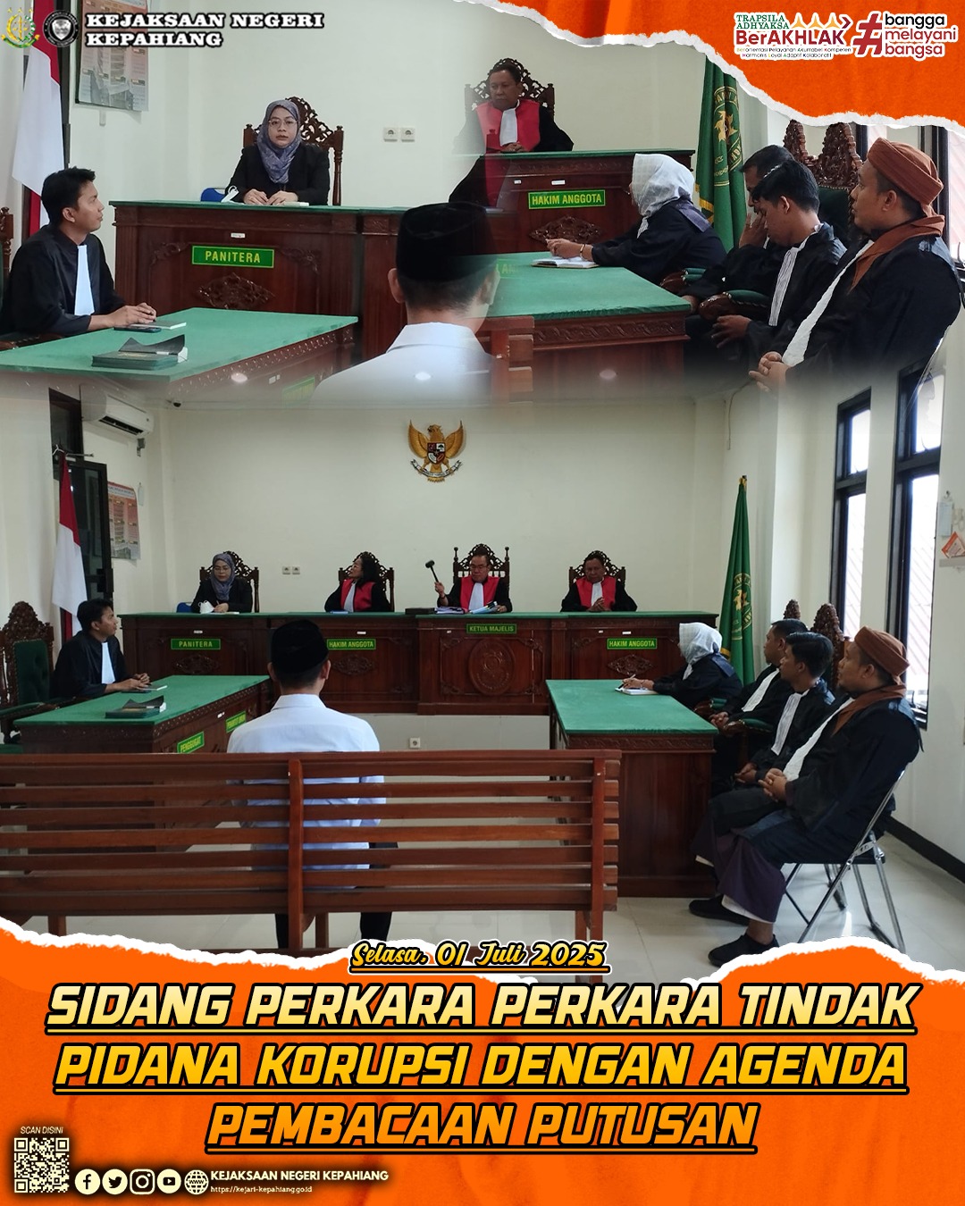SIDANG PERKARA TINDAK PIDANA KORUPSI DENGAN AGENDA PEMBACAAN PUTUSAN PERKARA CSR PLN