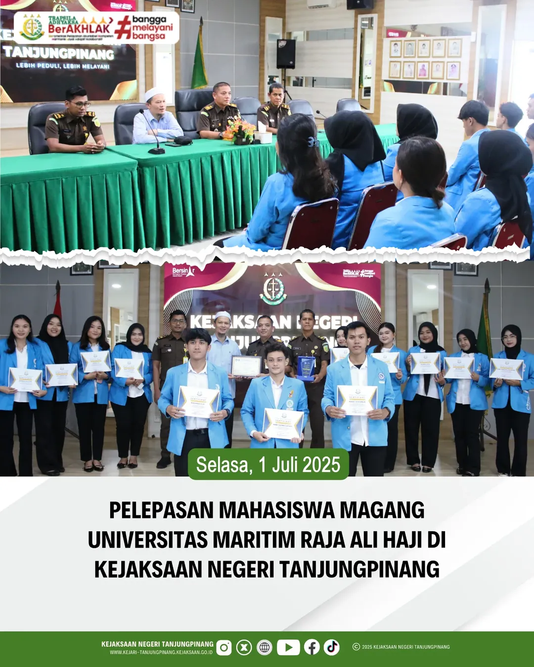 Pelepasan Mahasiswa Magang Universitas Maritim Raja Ali Haji di Kejaksaan Negeri Tanjungpinang