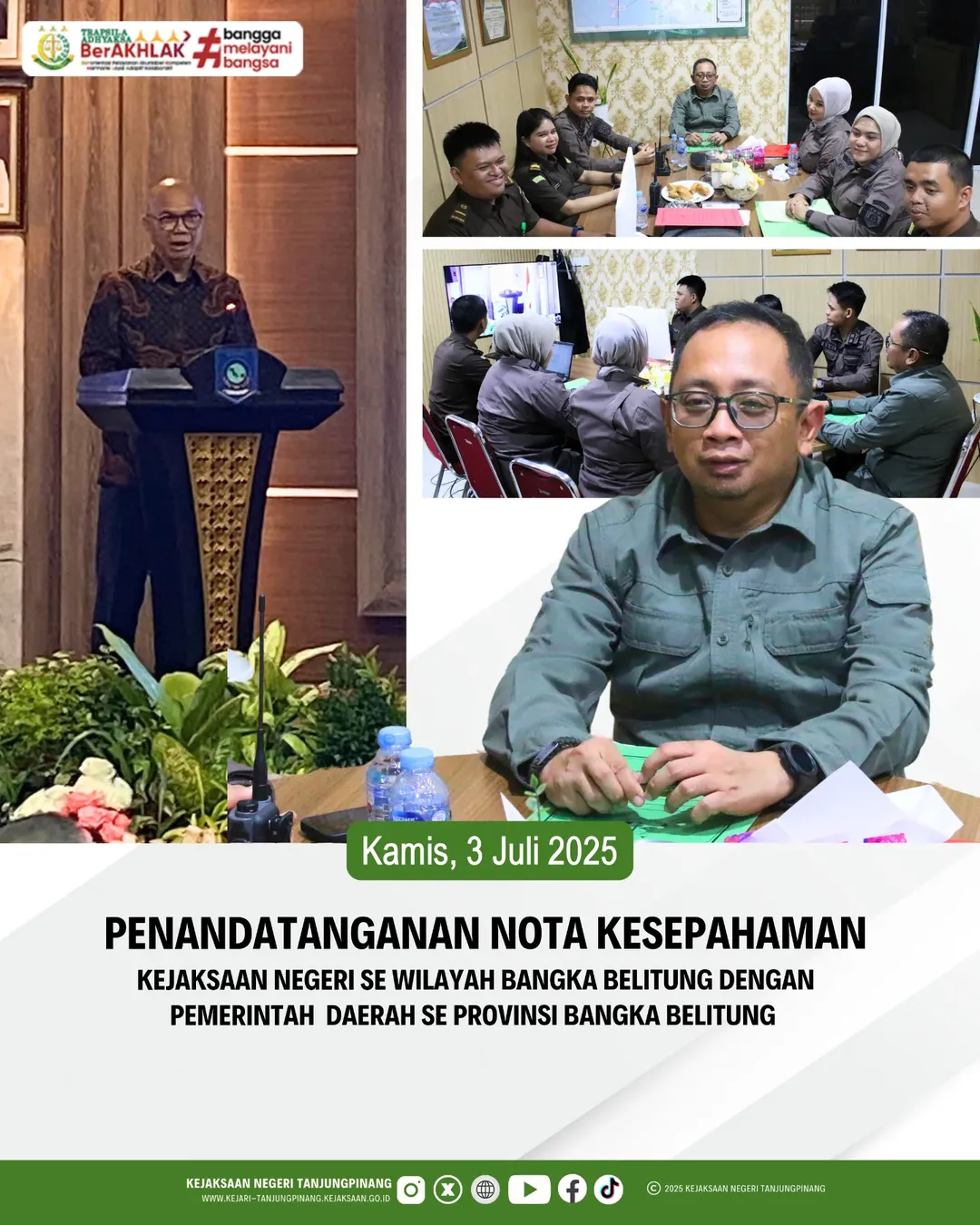 Penandatanganan Nota Kesepahaman Kejaksaan Negeri Se-Wilayah Bangka Belitung dengan Pemerintah Daerah Se-Provinsi Bangka Belitung