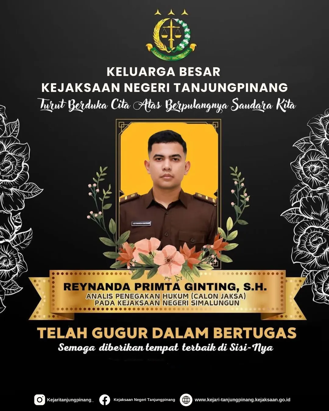 Kelurga Besar Kejaksaan Negeri Tanjungpinang Turut Berduka Cita Atas Berpulangnya Saudara Kita