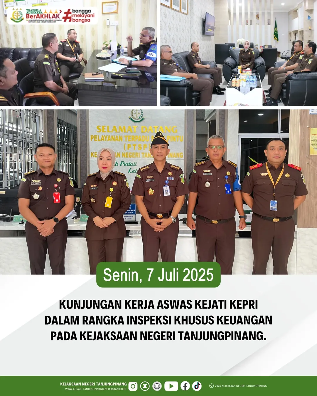 Kunjungan Kerja Aswas Kejati Kepri dalam Rangka Inspeksi Khusus Keuangan Pada Kejaksaan Negeri Tanjungpinang