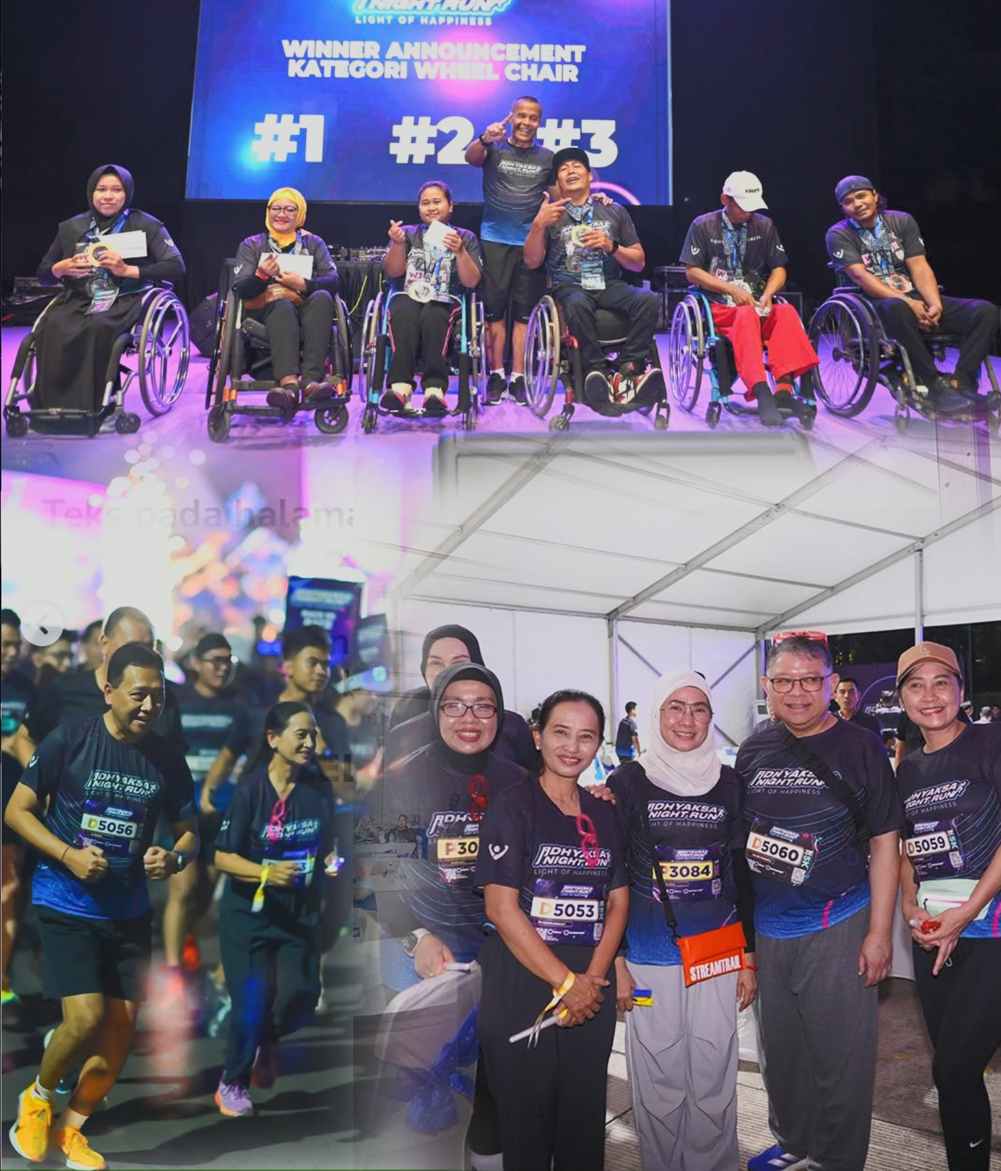 ikuti Acara Adhyaksa Night Run di Taman Mini Indonesia Indah dalam rangka membagi kebahagiaan, semangat dan harapan bagi penyandang disabilitas