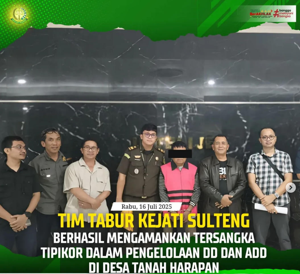 TIM TABUR KEJATI SULTENG BERHASIL MENGAMANKAN TERSANGKA TIPIKOR DALAM PENGELOLAAN DANA DESA
