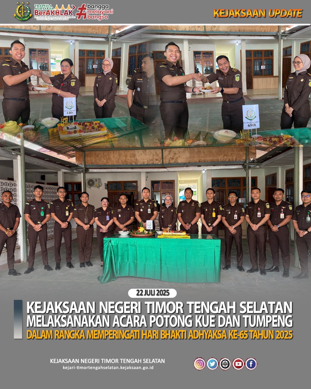 Acara Potong Kue dan Tumpeng Dalam Rangka Memperingati Hari Bhakti Adhyaksa Ke-65 Tahun 2025