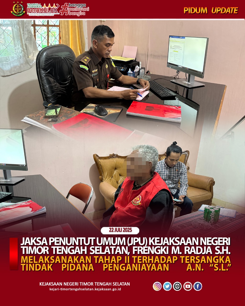Tahap II Penyerahan Tersangka Dan Barang Bukti Dari Polres TTS Ke Kejari TTS Dengan Tersangka a.n. “s.L.” Dalam Perkara Tindak Pidana Penganiayaan