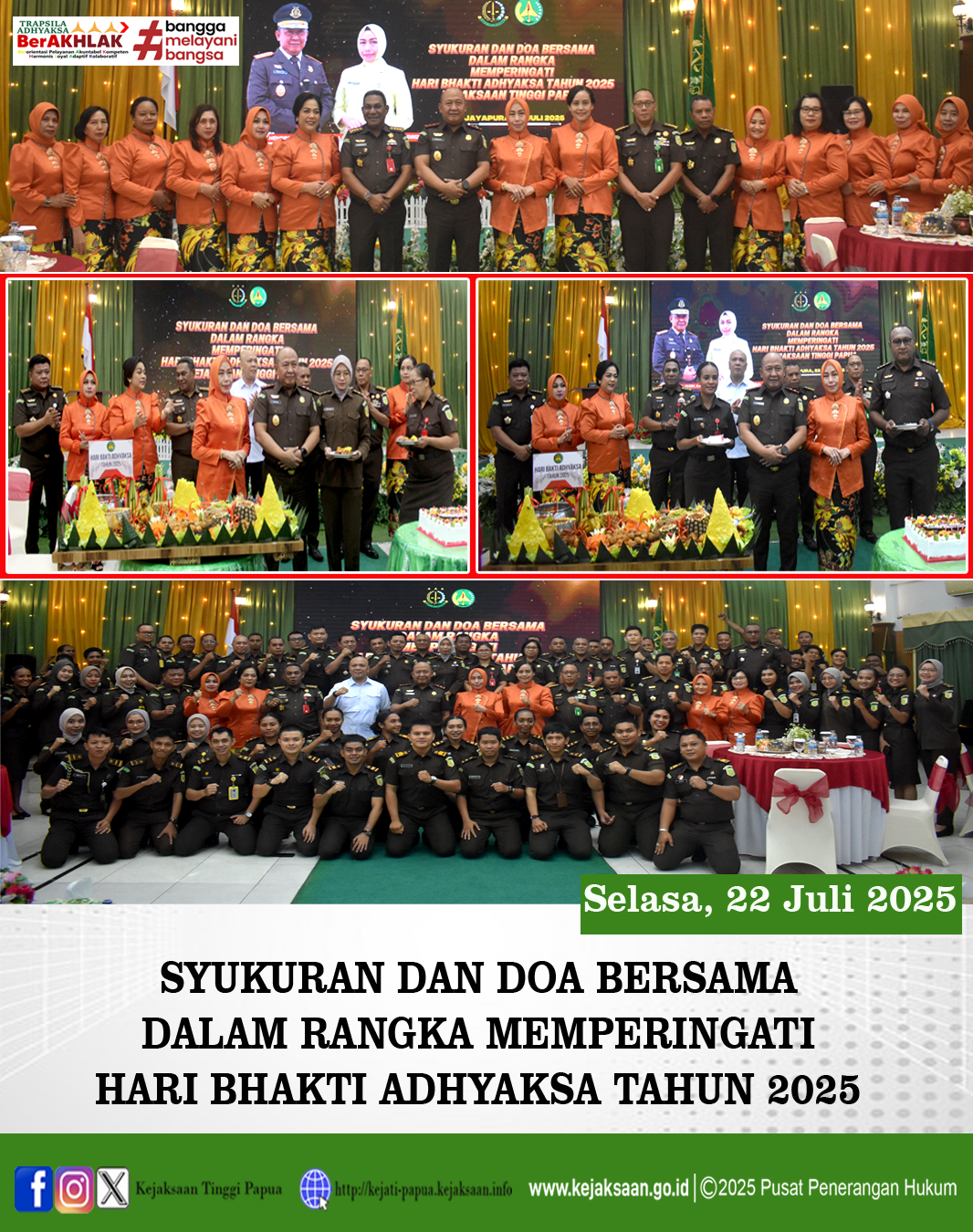 Syukuran dan Doa Bersama Memperingati Hari Bhakti Adhyaksa ke-65 Tahun 2025.