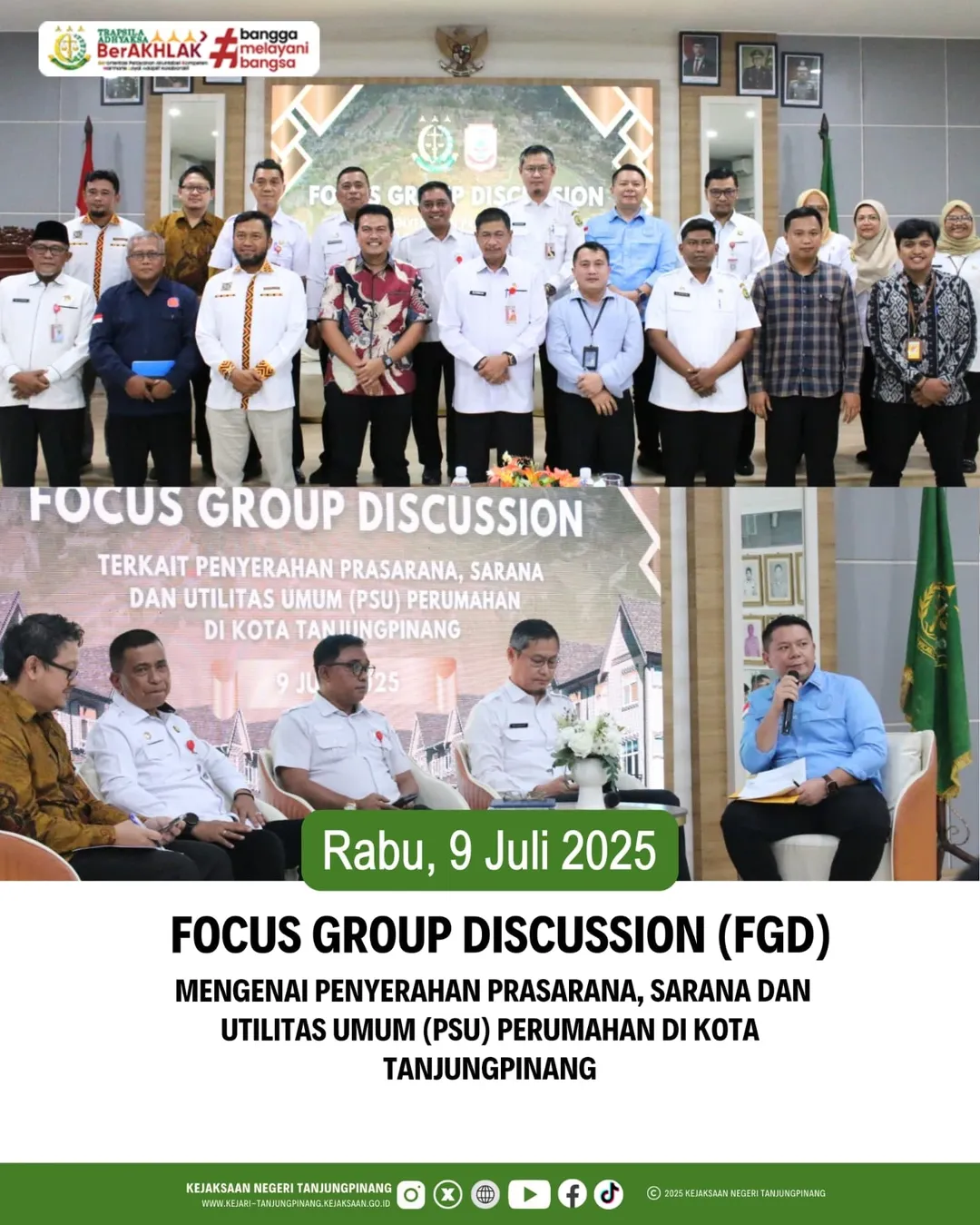 Focus Group Discussion FGD) Mengenai Penyerahan Prasarana,Sarana dan Utilitas Umum PSU) Perumahan di Kota Tanjungpinang