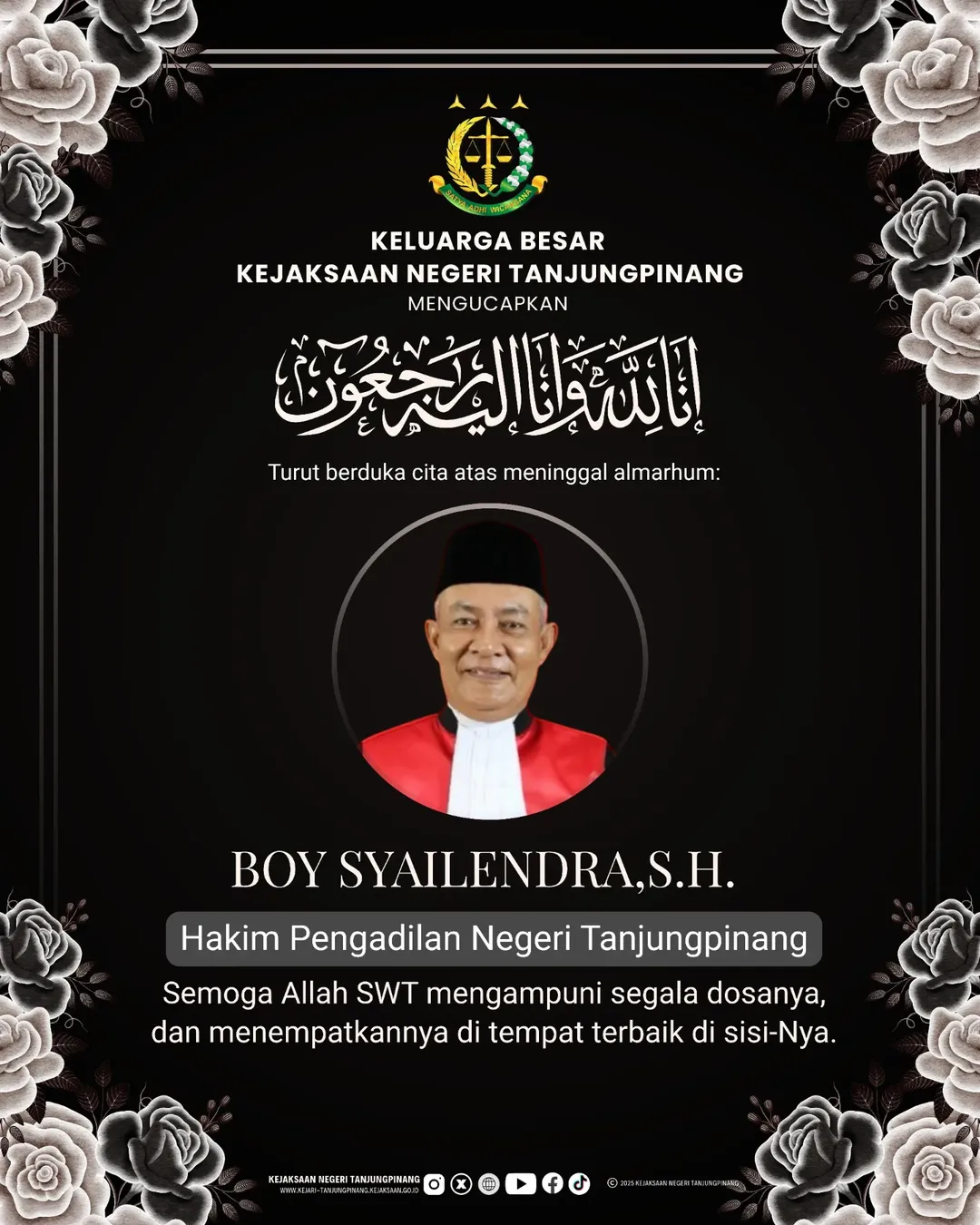 Keluarga Besar Kejaksaan Negeri Tanjungpinang Mengucapkan Turut Berduka Cita