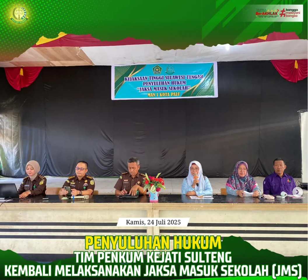 PENYULUHAN HUKUM TIM PENKUM KEJATI SULTENG MELAKSANAKAN PROGRAM JAKSA MASUK SEKOLAH JMS)