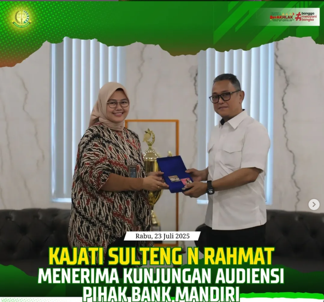 KAJATI SULTENG N RAHMAT MENERIMA KUNJUNGAN AUDIENSI PIHAK BANK MANDIRI
