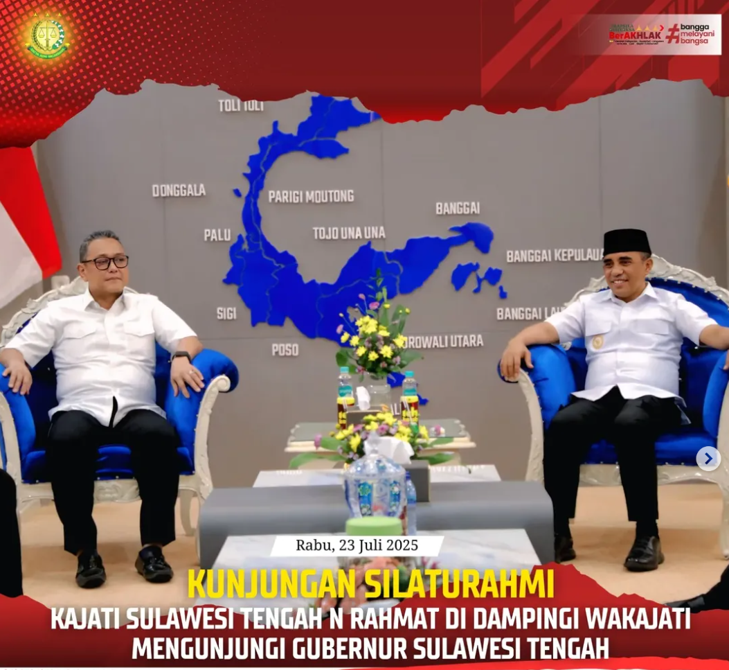 KUNJUNGAN SILATURAHMI KAJATI SULAWESI TENGAH N RAHMAT MENGUNJUNGI GUBERNUR SULAWESI TENGAH