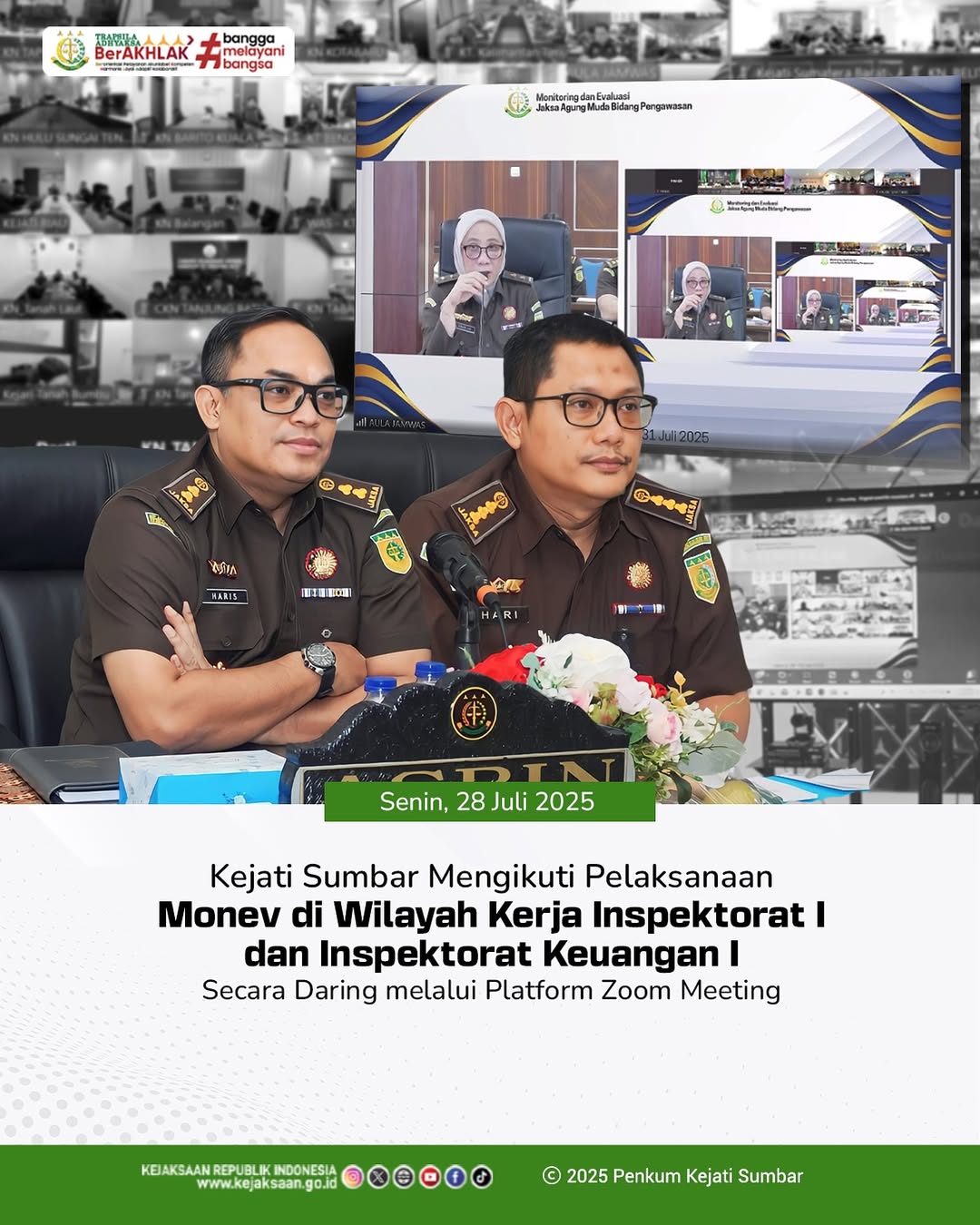 Pelaksanaan Monitoring dan Evaluasi Monev) di wilayah kerja Inspektorat I dan Inspektorat Keuangan