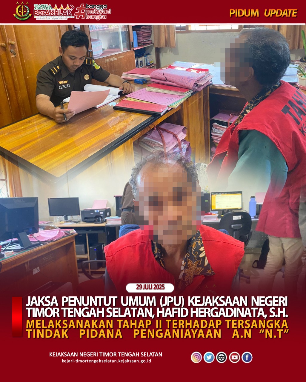Melaksanakan Tahap II Penyerahan Tersangka Dan Barang Bukti Dari Polres TTS Ke Kejari TTS Dengan Tersangka a.n. “N.T” Dalam Perkara Tindak Pidana Penganiayaan.