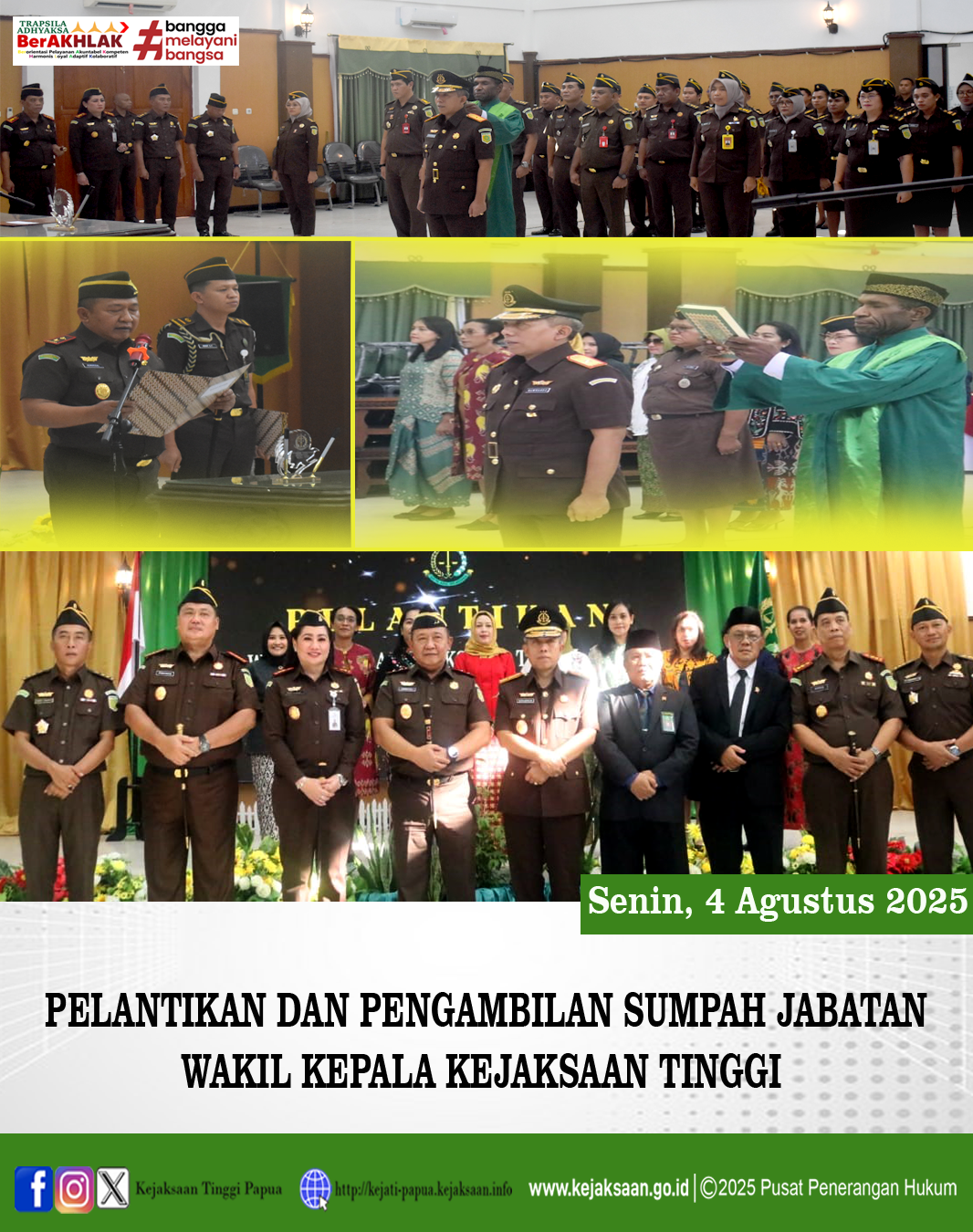 PELANTIKAN WAKAJATI PAPUA: DR. SUNARWAN RESMI JABAT WAKIL KEPALA KEJAKSAAN TINGGI PAPUA