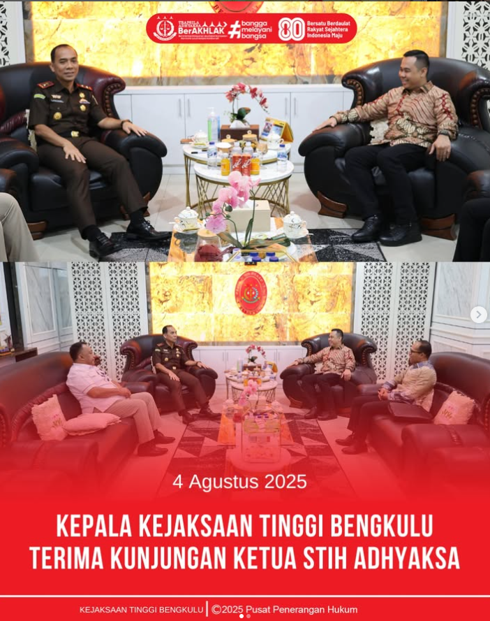 Kejaksaan Tinggi Bengkulu Terima Kunjungan Ketua STIH Adhyaksa.