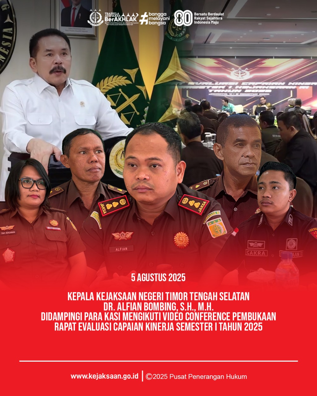 video conference Pembukaan Rapat Evaluasi Capaian Kinerja Semester I Tahun 2025 melalui media conference zoom