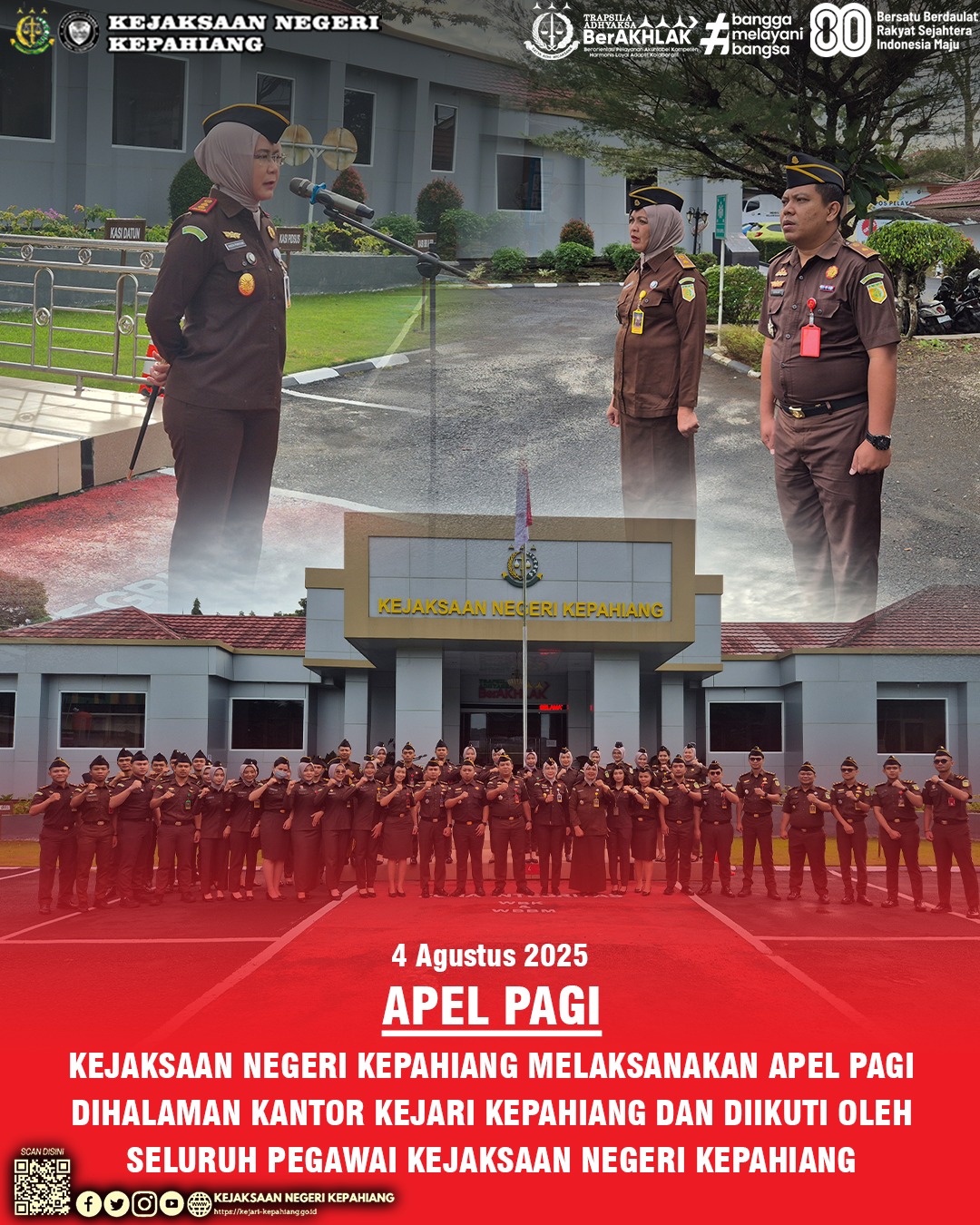KEJAKSAAN NEGERI KEPAHIANG MENGGELAR APEL PAGI