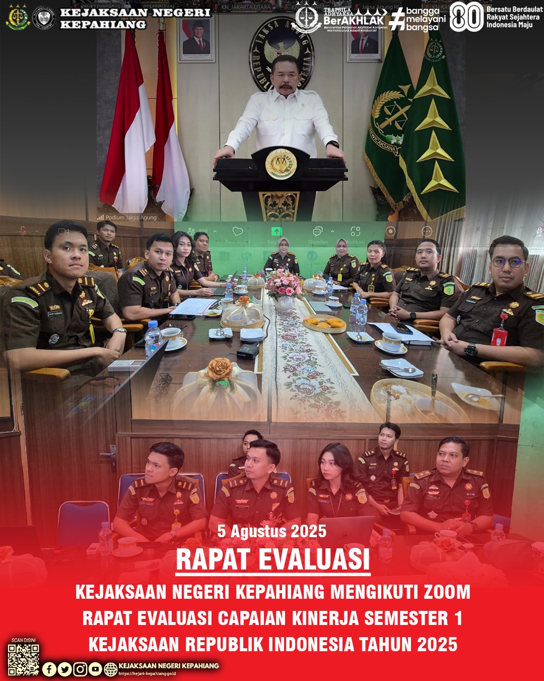 PEMBUKAAN RAPAT EVALUASI CAPAIAN KINERJA SEMESTER 1 KEJAKSAAN REPUBLIK INDONESIA TAHUN 2025