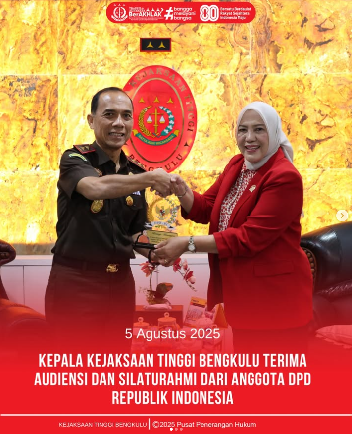 Kepala Kejati Bengkulu Terima Audiensi dan Silaturahmi dari Anggota DPD Republik Indonesia
