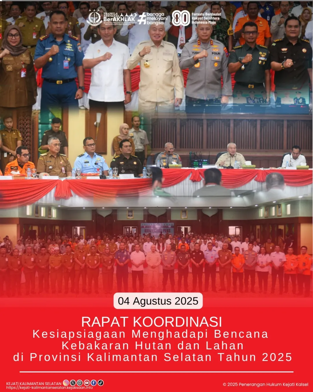 Kepala Kejaksaan Tinggi Kalimantan Selatan, Ibu Rina Virawati, S.H.,M.H yang diwakili oleh Koordinator Bidang Intelijen Kejati Kalimantan Selatan, M. Ichsan, S.H., M.H., menghadiri Rapat Koordinasi Rakor) yang digelar oleh BPBD Provinsi Kalimantan Selatan