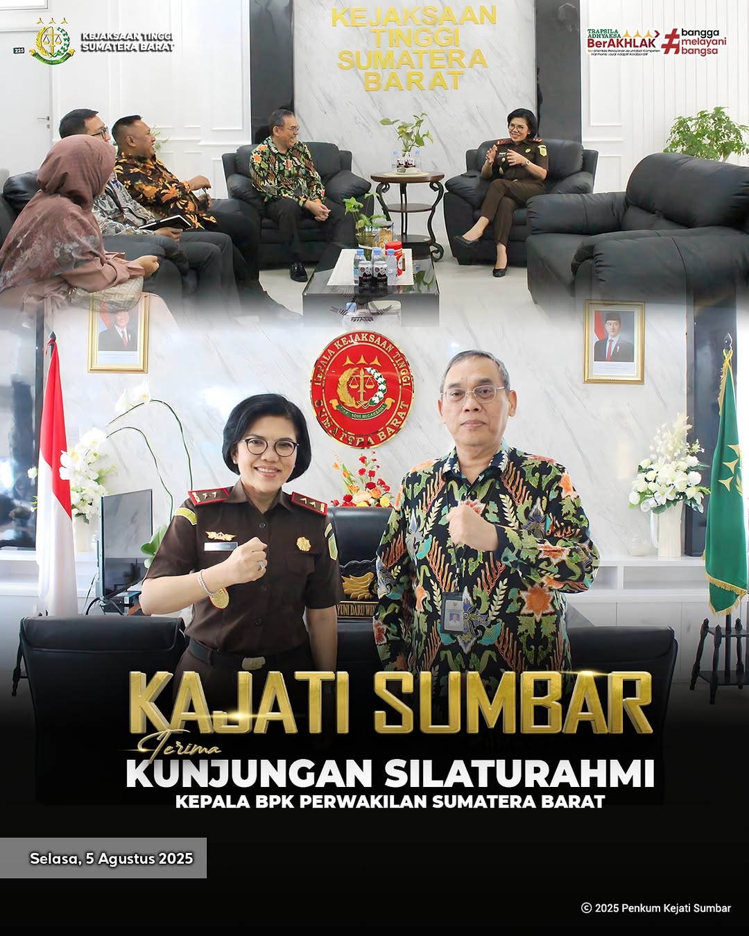 Kejati Sumbar Terima Kunjungan Silaturahmi Kepala Kepala BPK Perwakilan Sumatera Barat