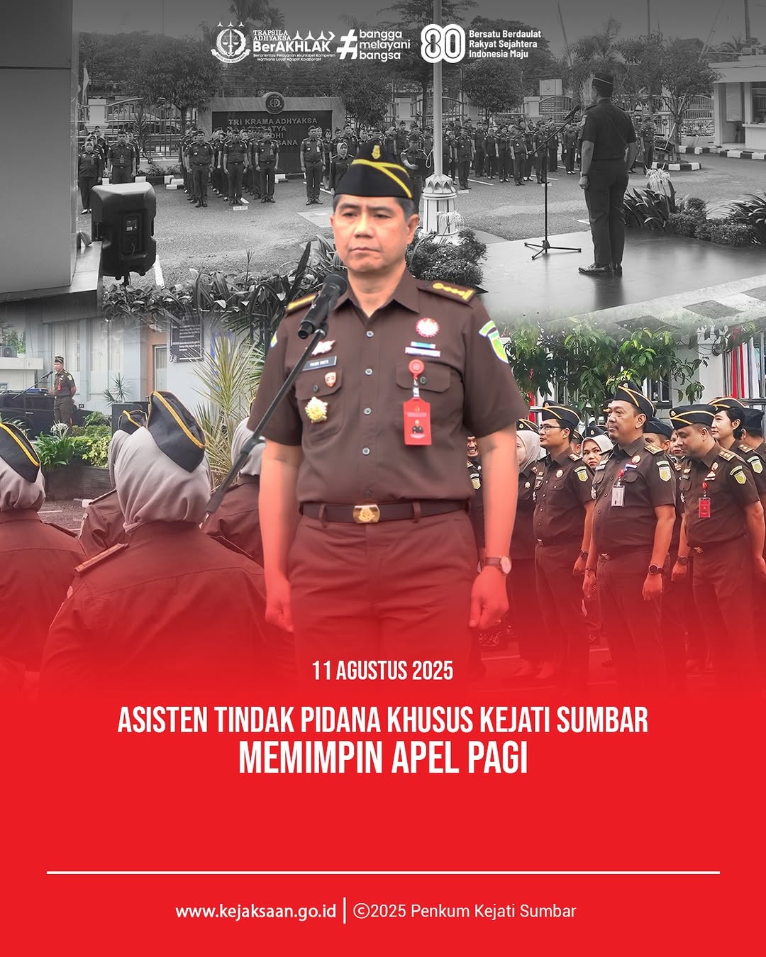 Asisten Tindak Pidana Khusus Kejaksaan Tinggi Sumatera Barat memimpin Apel Pagi