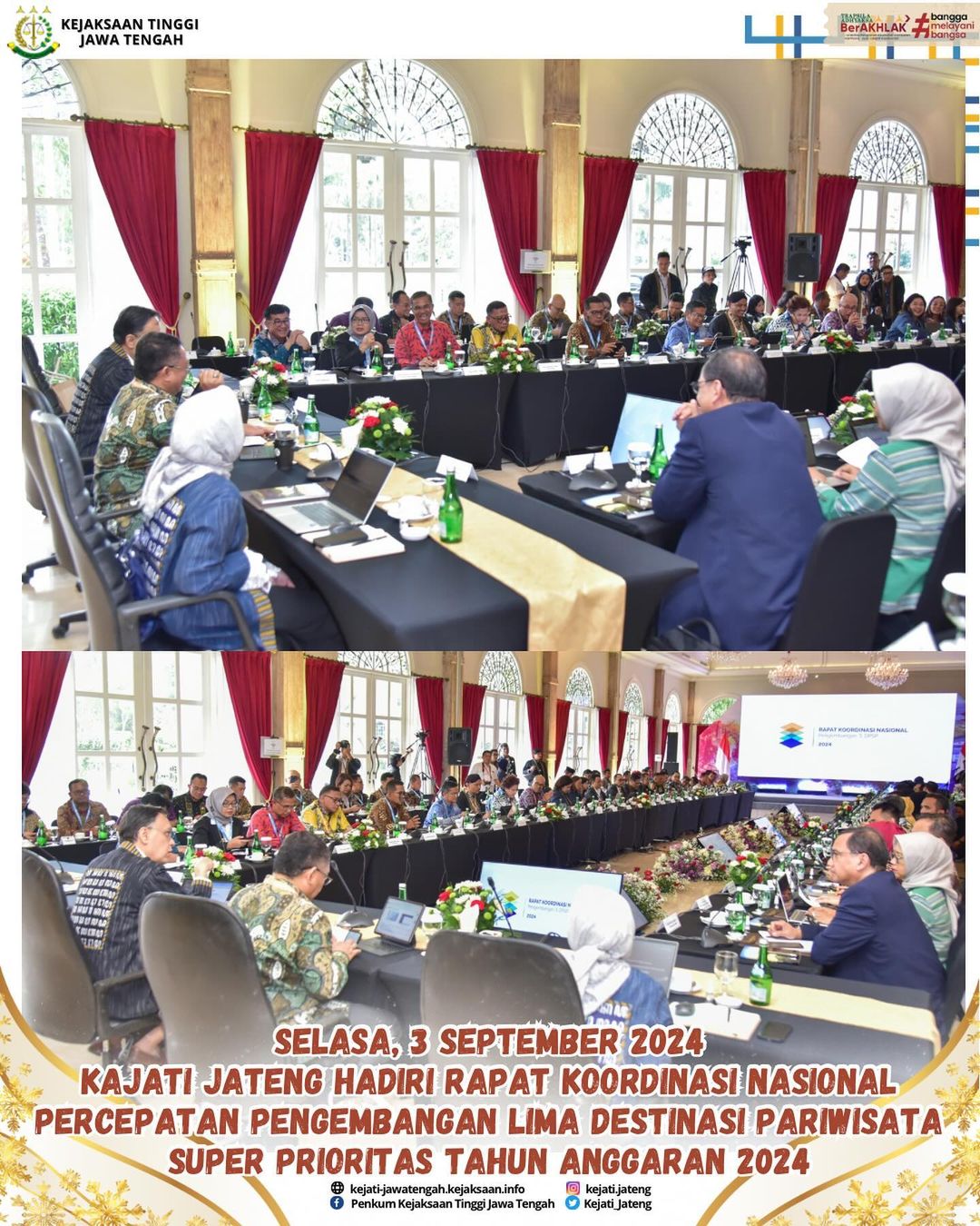 Kajati Jateng Hadiri Rapat Koordinasi Nasional Percepatan Pengembangan Lima Destinasi Pariwisata Super Prioritas Tahun Anggaran 2024