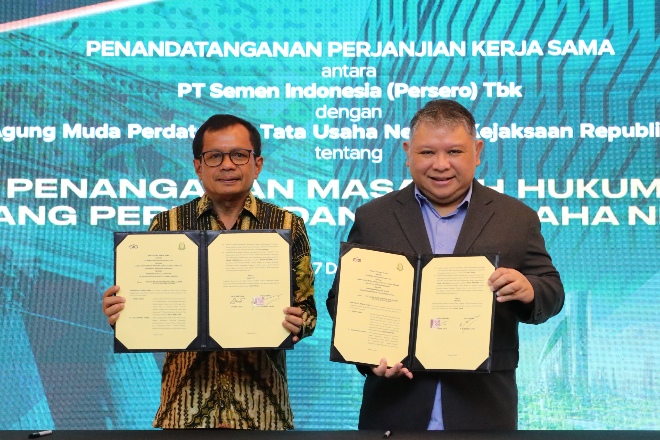 Penandatanganan Perjanjian Kerja Sama JAM DATUN dan PT Semen Indonesia Persero) Dukung Pembangunan Infrastruktur Nasional