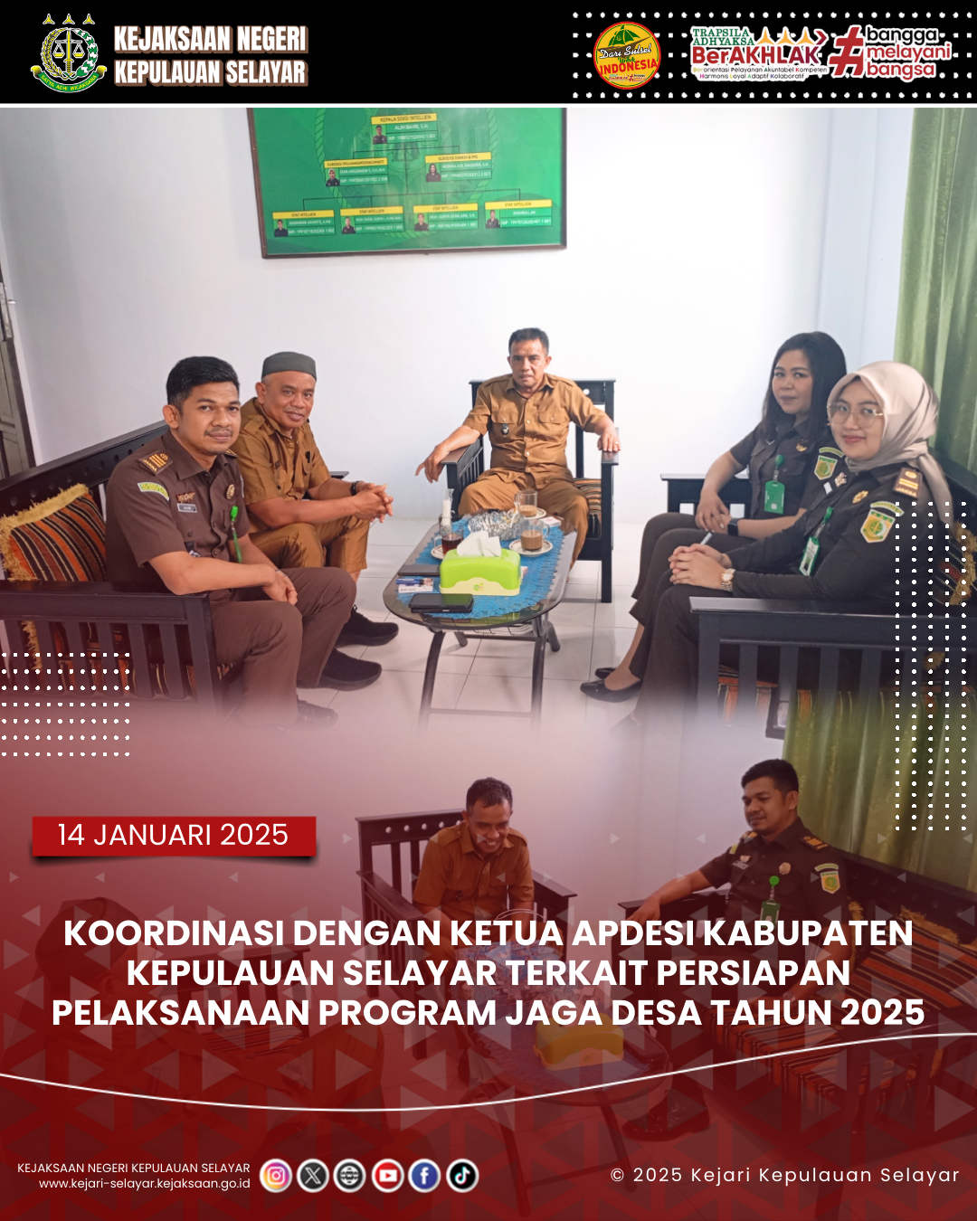 Koordinasi dengan Ketua Apdesi Kabupaten Kepulauan Selayar terkait Persiapan pelaksanaan Program Jaga Desa Tahun 2025