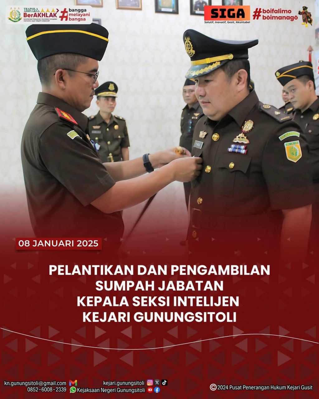 Pelantikan Dan Pengambilan Sumpah Jabatan Kepala Seksi Intelijen Kejaksaan Negeri Gunungsitoli