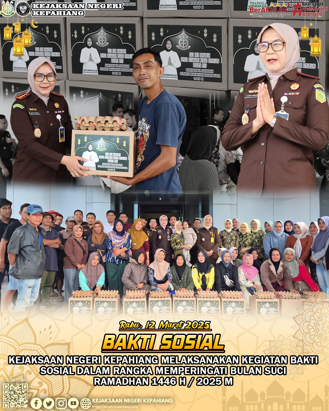 BAKTI SOSIAL KEJAKSAAN NEGERI KEPAHIANG DALAM MEMPERINGARI BULAN SUCI RAMADHAN 1446 H.