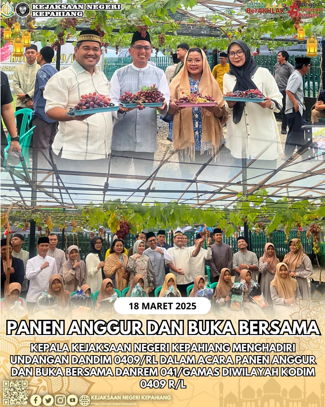 Undangan Dandim 0409RL dalam Acara Panen Anggur dan Buka Bersama Danrem 041Gamas diwilayah Kodim 0409RL.