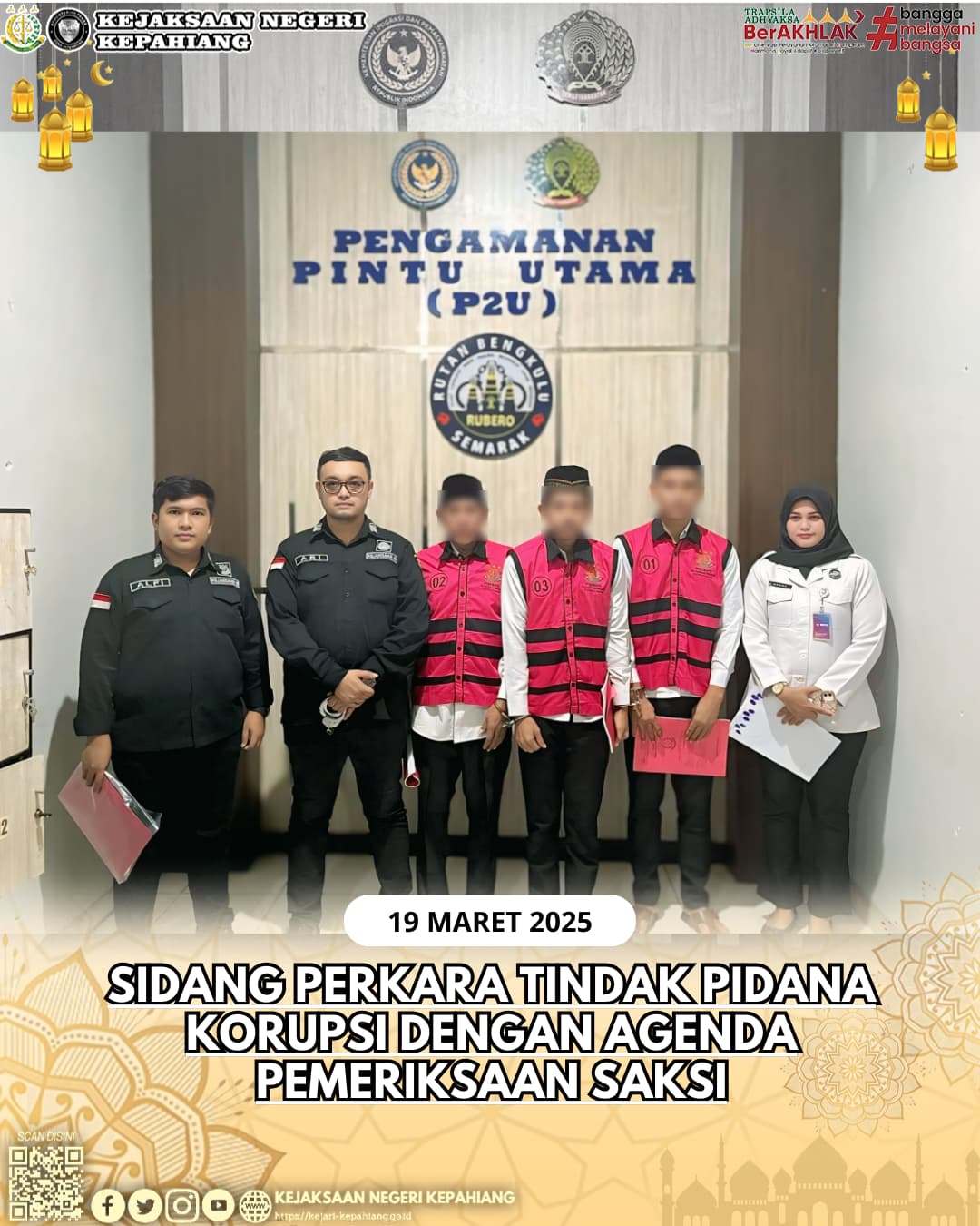 SIDANG PERKARA TINDAK PIDANA KORUPSI DENGAN AGENDA PEMERIKSAAN SAKSI