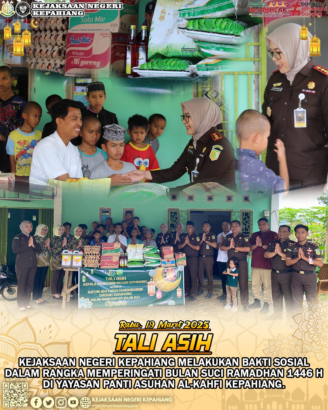 TALI ASIH KEJAKSAAN NEGERI KEPAHIANG DALAM MEMPERINGARI BULAN SUCI RAMADHAN 1446 H.