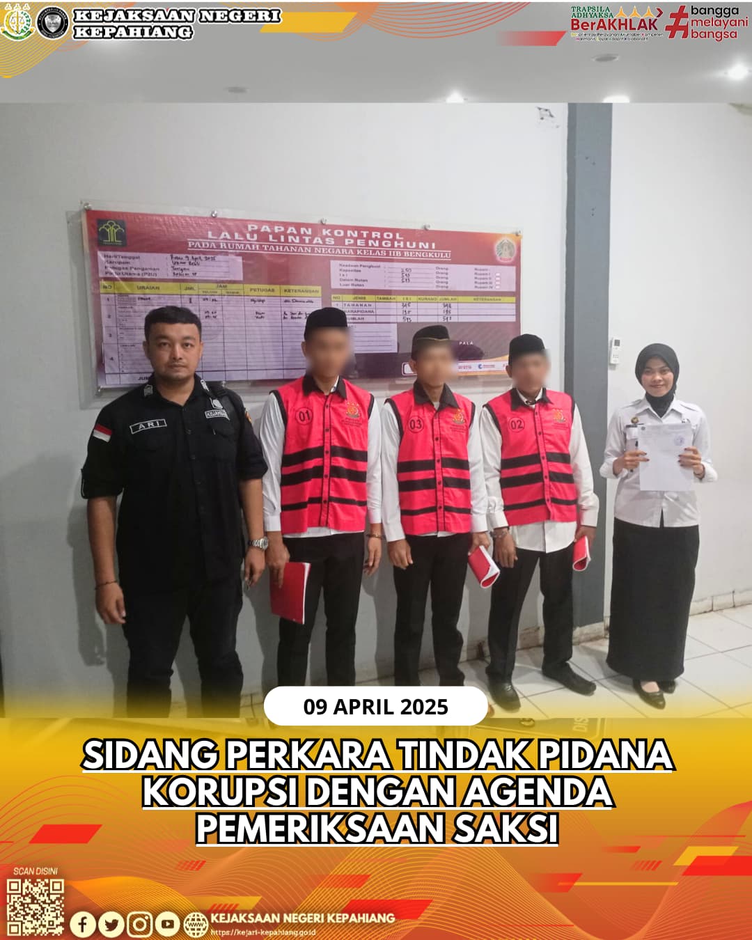 SIDANG PERKARA TINDAK PIDANA KORUPSI DENGAN AGENDA PEMERIKSAAN SAKSI