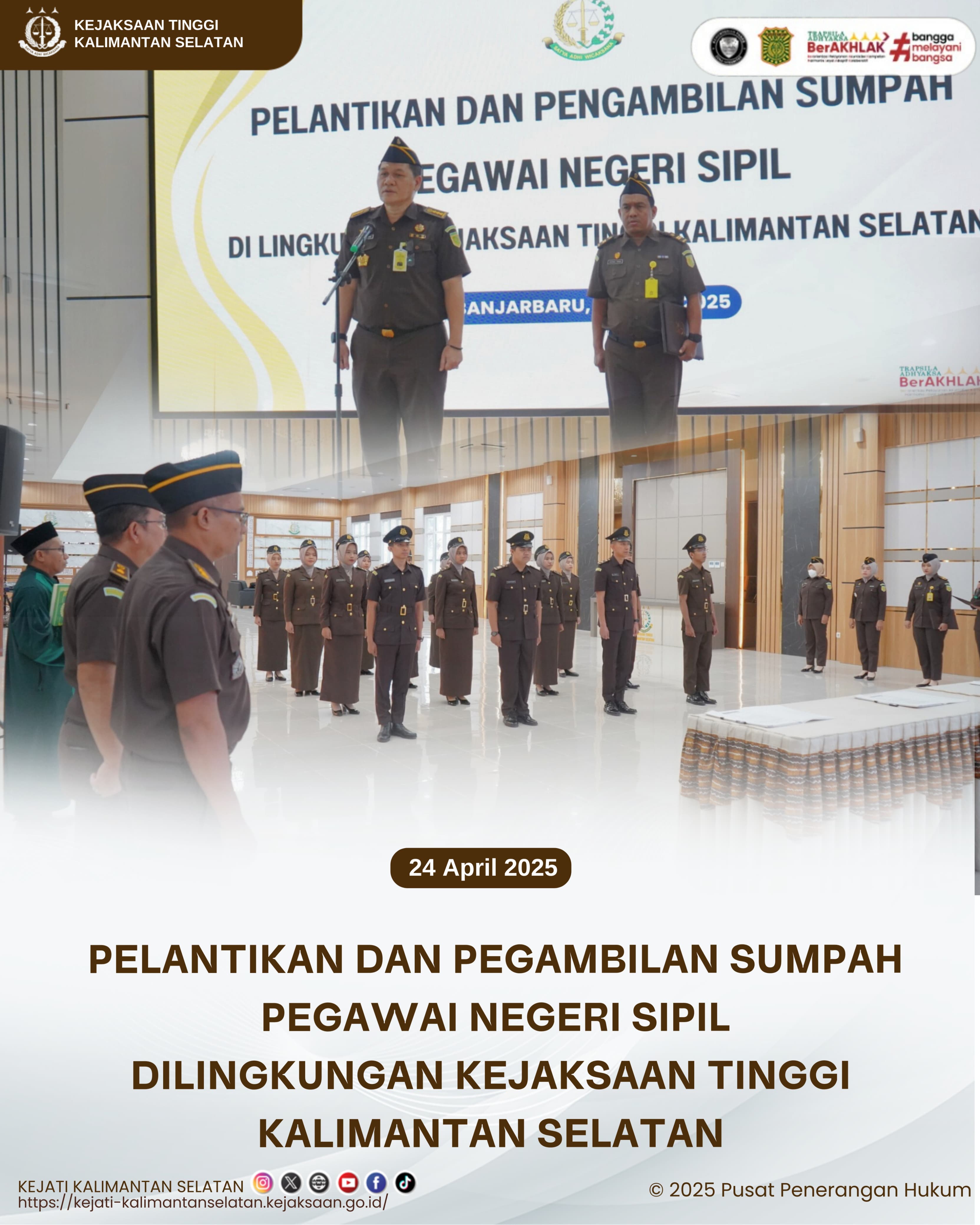 Pengambilan Sumpah dan Pelantikan CPNS Menjadi PNS Kejaksaan Tinggi Kalimantan Selatan