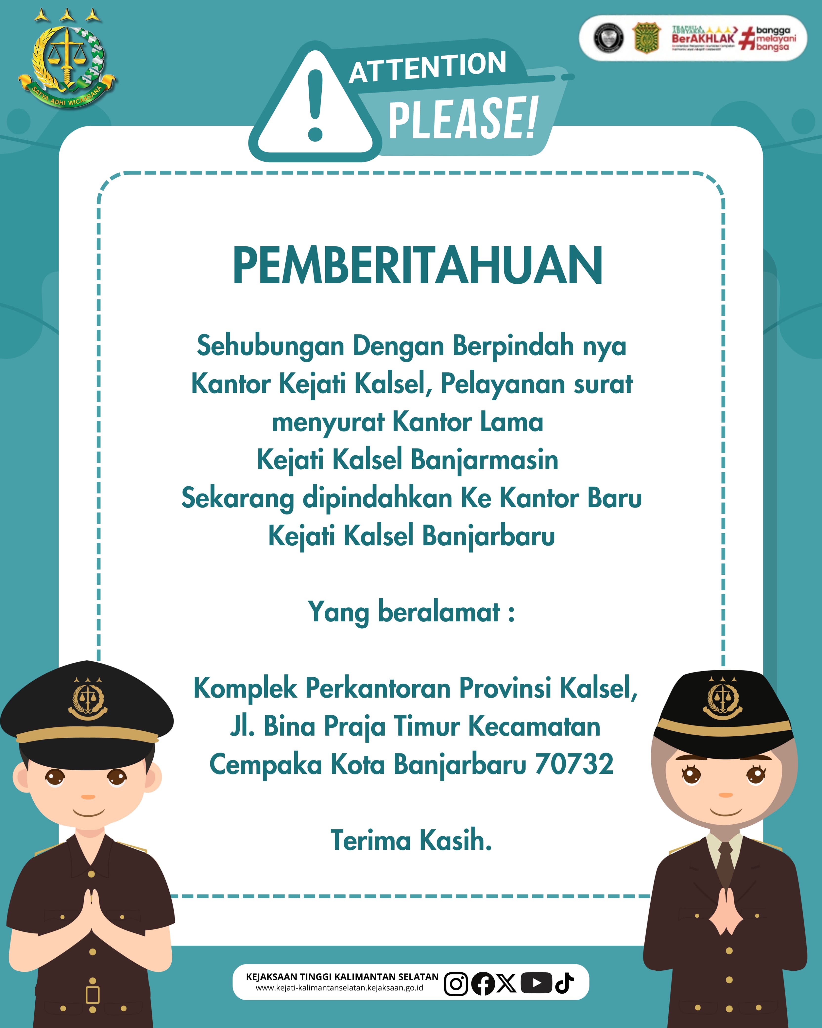 Pelayanan surat menyurat Kantor Lama  Kejati Kalsel Banjarmasin  Sekarang dipindahkan Ke Kantor Baru Kejati Kalsel Banjarbaru