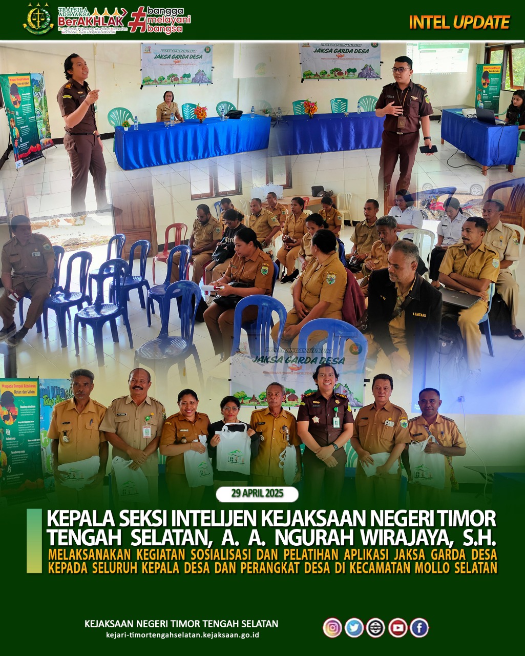 Kegiatan Sosialisasi Dan Pelatihan Aplikasi Jaksa Garda Desa Kepada Seluruh Kepala Desa Dan Perangkat Desa Di Kecamatan Mollo Selatan.