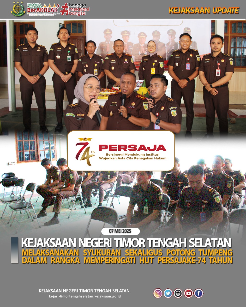 Kegiatan Syukuran Sekaligus Potong Tumpeng Dalam Rangka Memperingati Hari Ulang Tahun PERSAJA Ke-74 Tahun.