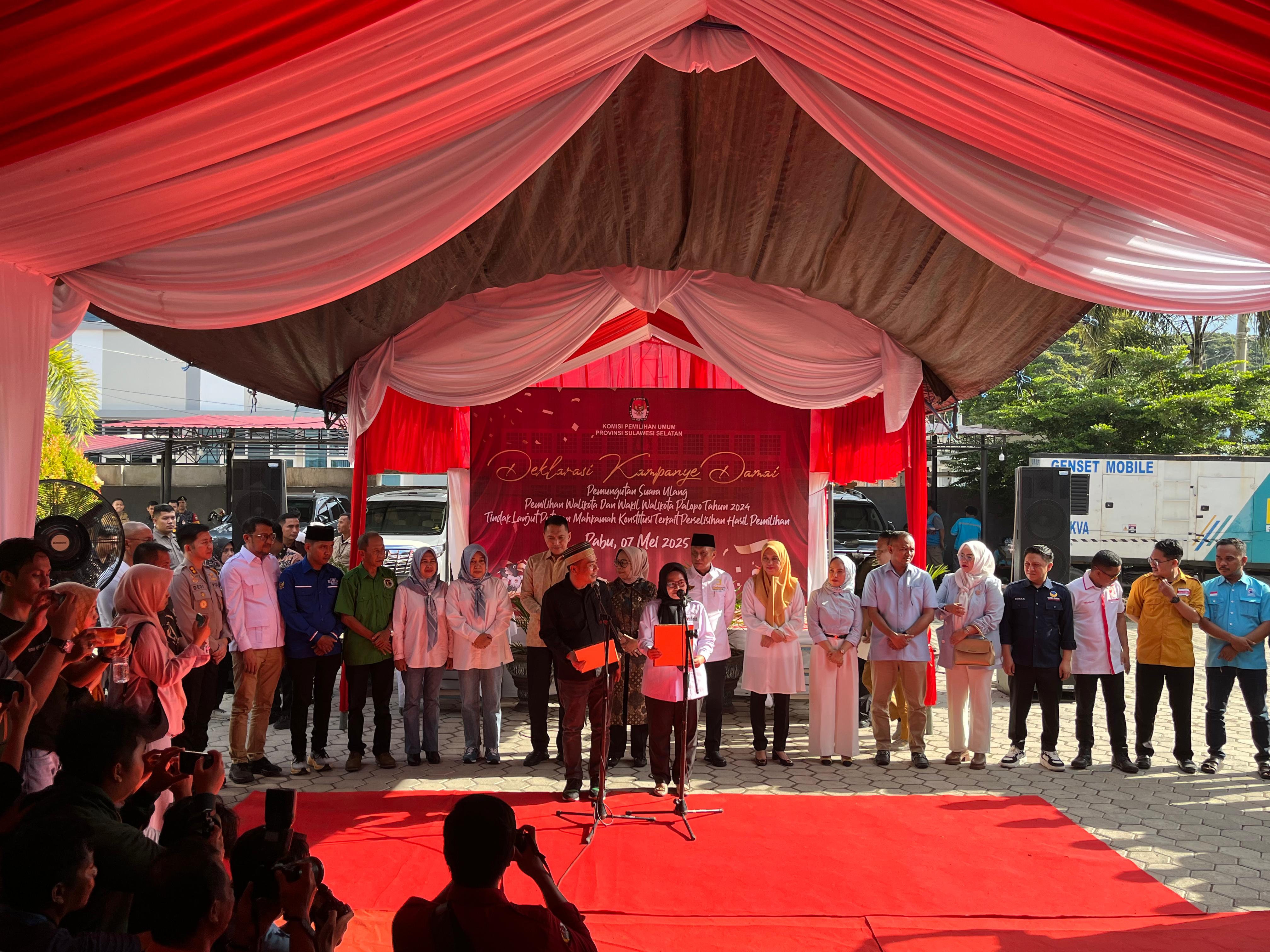 Forkopimda Sulsel Kompak Hadiri Deklarasi Kampanye Damai PSU Pilwalkot Palopo Tahun 2024