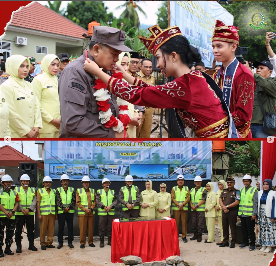PELETAKAN BATU PERTAMA OLEH KAJATI SULTENG PADA PEMBANGUNAN GEDUNG KANTOR KEJARI MOROWALI UTARA